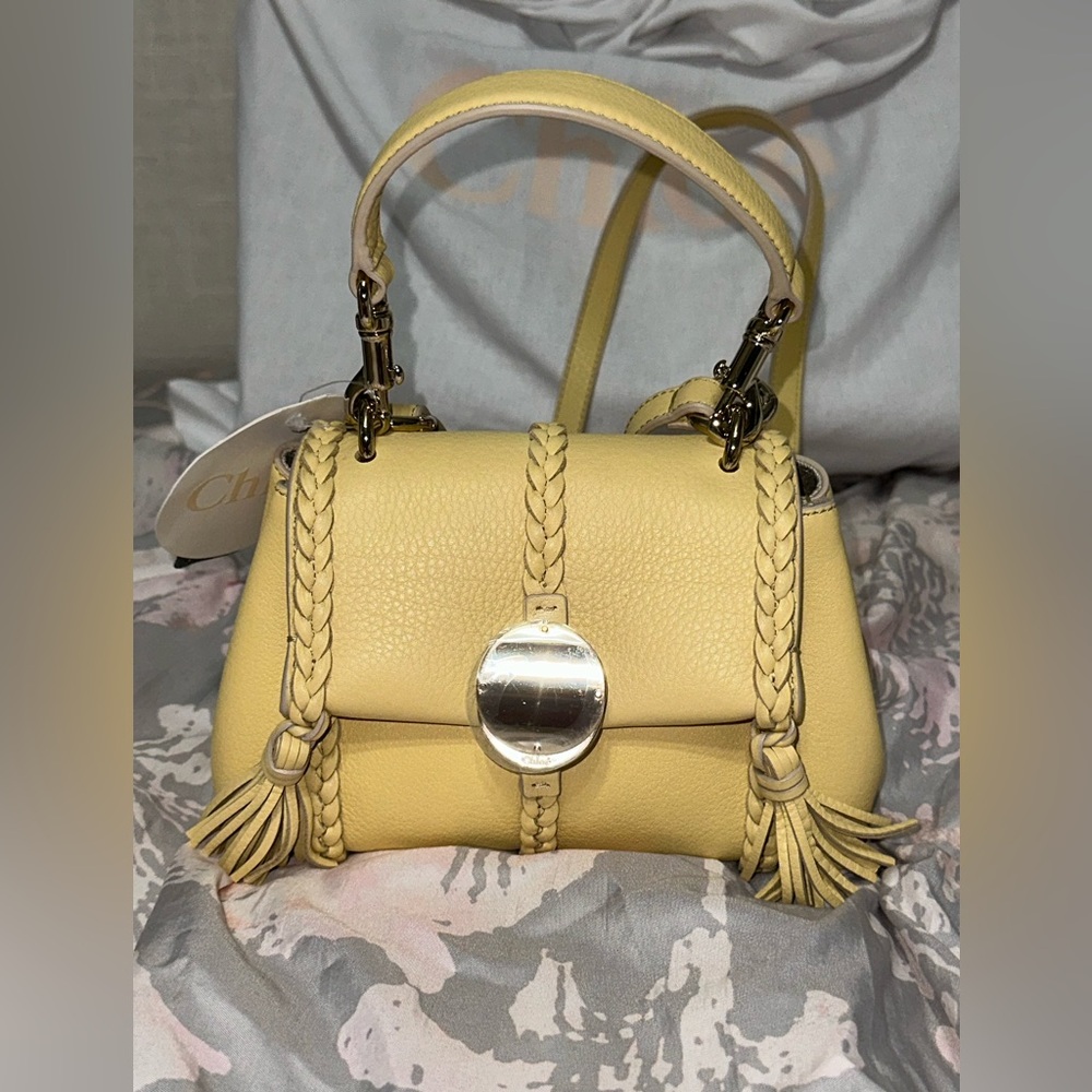 Chloe Penelope Mini Leather Crossbody Shoulder Top Handle Satchel Bag Yellow
